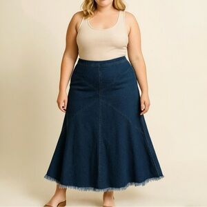 Vintage Y2K Jean Denim Maxi Skirt